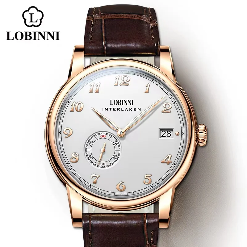 Lobinni Svizzera Marchio Di Lusso 2021 Nuovi Prodotti Orologio Da Uomo Mini Movimento A Rotore Orologio Meccanico Automatico Super Sottile