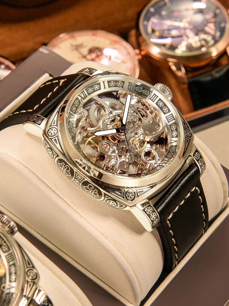 Orologi Intagliati Di Marca Autentici Orologi Da Uomo Completamente Automatici Orologi Meccanici Di Moda Scavati Orologio Da Uomo Di Lusso Reloj Hombr