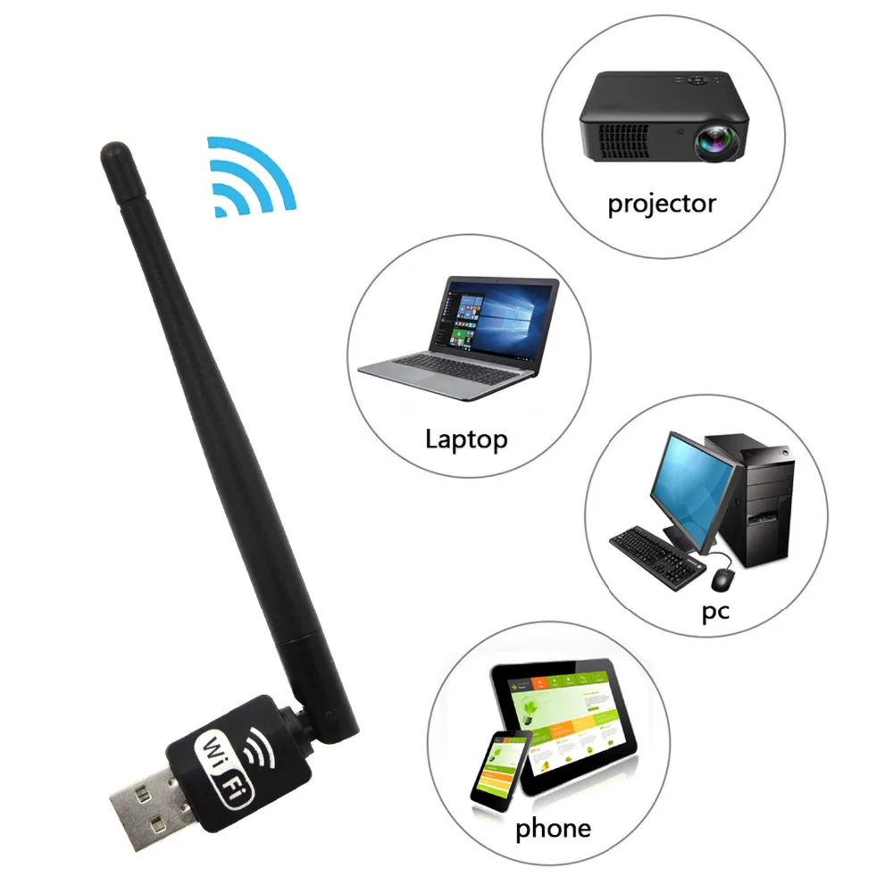 Elisona Ricevitore Usb Wifi Adapter 150Mbps Lan Scheda Di Rete Senza Fili W/3Db Antenna Per Xp Vista Finestre 7 Linux Mac Os X Computer