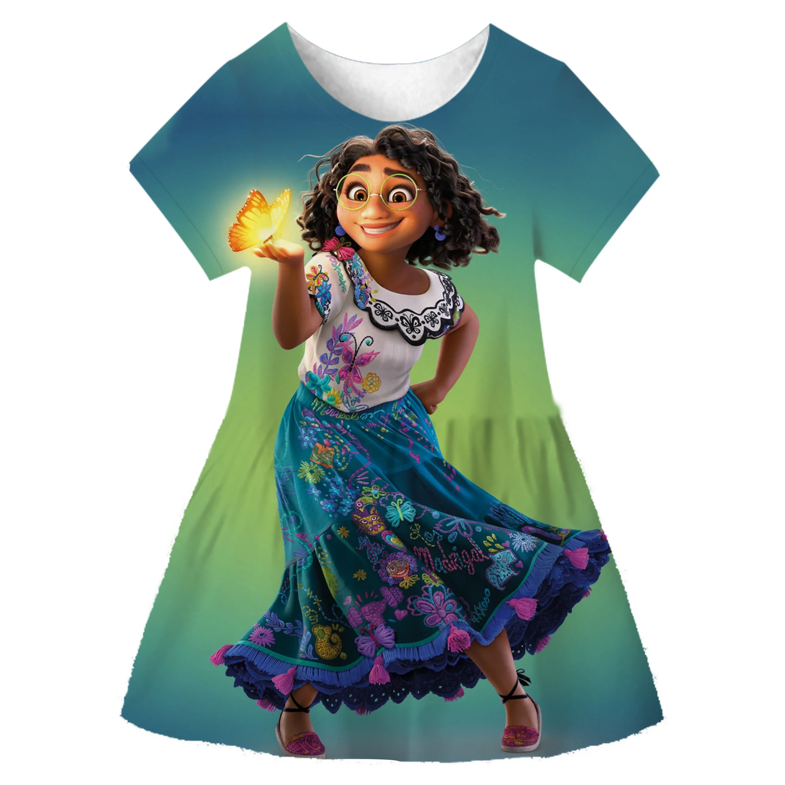 Charm Encanto Costume Mirabel Princess Dress For Girls Ella Mirabel Birthday Party Kid Disney Series Christmas Cosplay Frock