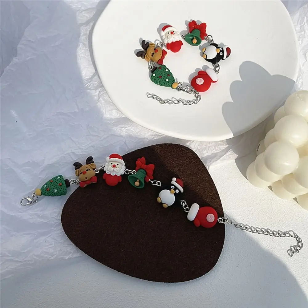 Kriss Kringle Kids Buon Natale Braccialetto Colorato Babbo Natale Carino Argilla Gioielli Natalizi Pinguino Padre Natale
