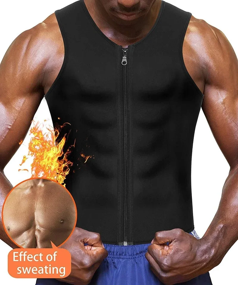 Gilet Da Allenamento In Vita Da Uomo Per La Perdita Di Peso Corsetto Fitness In Neoprene Body Shaper Zip Sauna Canotta Allenamento Camicia Sauna Suit 