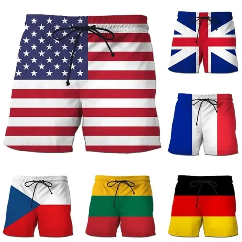 Germania Usa Uk Flag Beach Shorts Uomo Stampa 3D Board Shorts Shorts Costume Da Bagno Homme 2023 Summer Hawaii Swim Trunks Cool Kids Ice Shorts