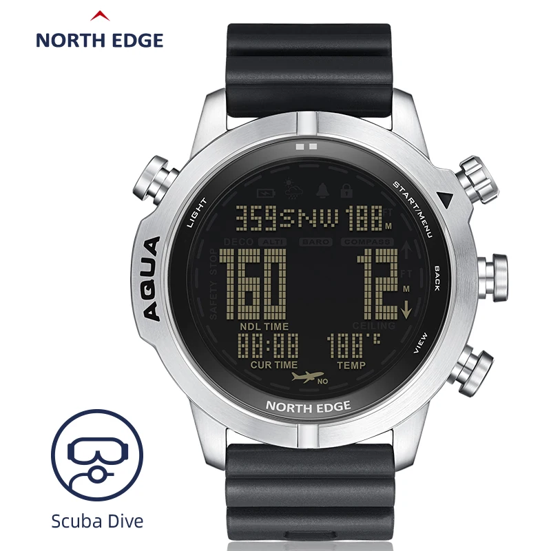 North Edge Aqua Orologio Professionale Per Computer Subacqueo Da Uomo Scuba Diving Ndl 50M Orologi Subacquei Altimetro Barometro Bussola