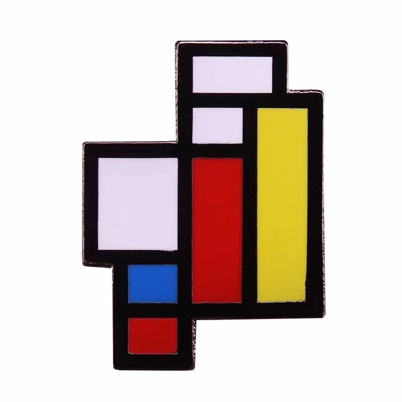 Mondrian Art Spilla Geometrica Pittura Astratta Distintivo Autentici Mattoni Pin Semplice Camicia Moderna Giacche Decor