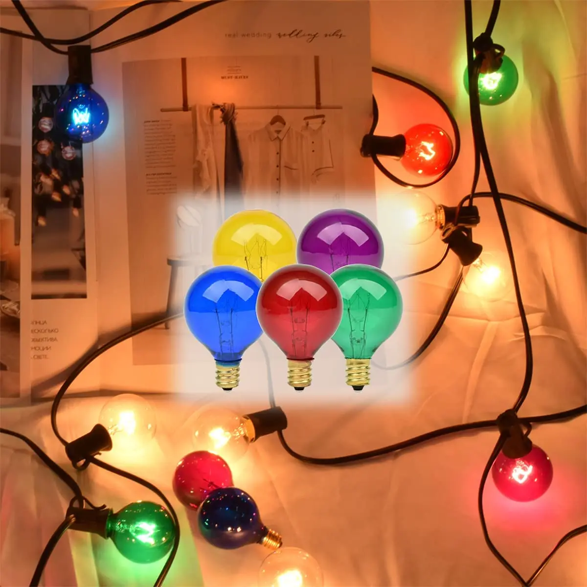 25Ft Rgb G40 Globe Bulb String Lights 23Socket Impermeabile Chain Lighting Decorativo Fairy Light Outdoor Garden Garland Christmas