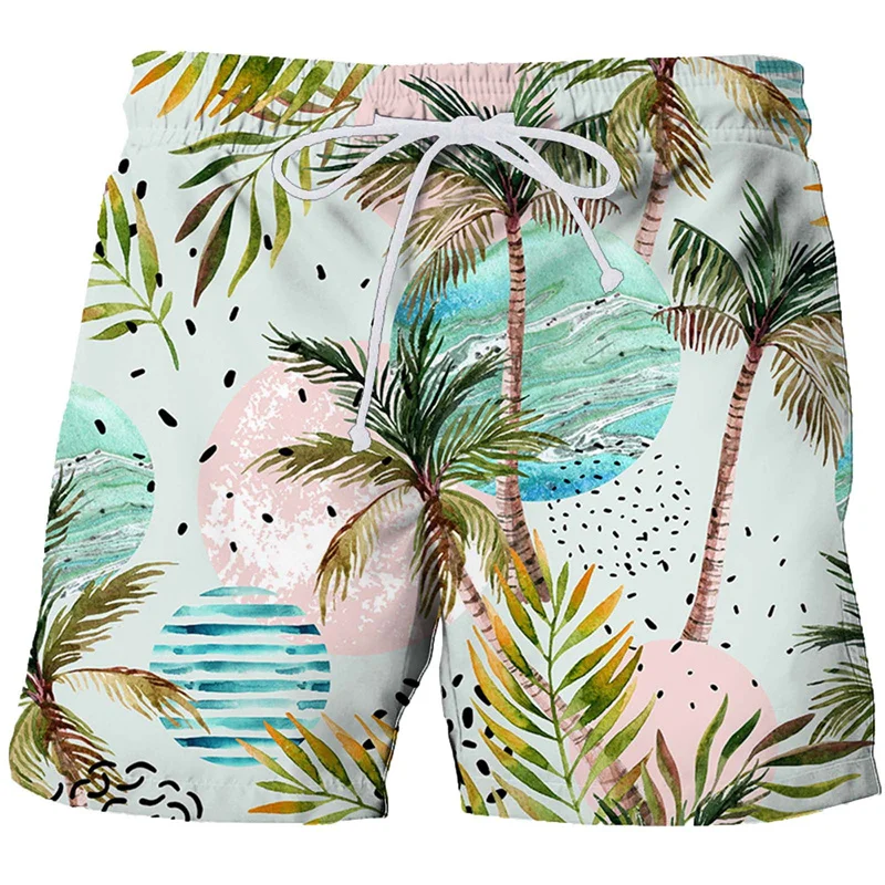 Parrot Palm Cocoanut Tree Beach Shorts Uomo Summer Short Pants 3D Flora Printed Board Trunks Costume Da Bagno Donna 2023 Homme Ice Shorts