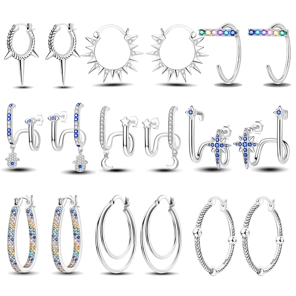 Orecchini In Argento 925 Colore Argento Sterling Orecchini Con Anello Di Palma Tempestato Di Diamanti Orecchini Pendenti Orecchini Femminili Accessori