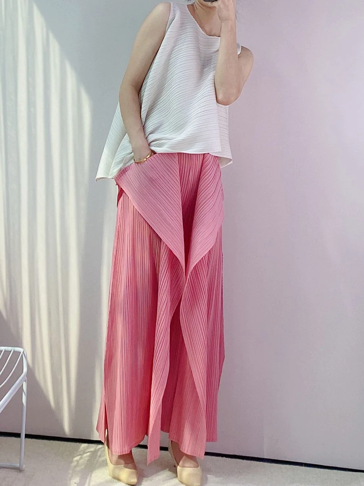 Pantaloni Estivi Da Donna A Pieghe Miyak Design Alla Moda Pantaloni Larghi Larghi Da Donna Larghi Larghi Pantaloni Kelp