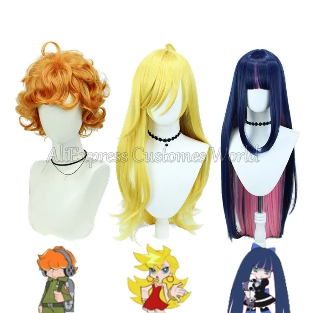 Anime Panty & Stocking With Garterbelt Calza Anarchy Parrucche Capelli Sintetico Dritto Panty Cosplay Cap Accessori Di Halloween