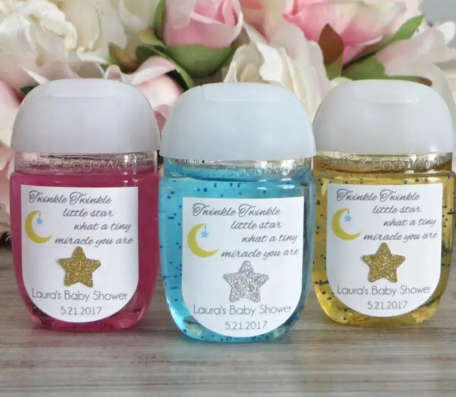 Scintillio Personalizzato Scintillio Piccola Stella Baby Shower Disinfettante Per Le Mani Etichetta Di Favore Primo Compleanno Disinfettante Per Le Ma