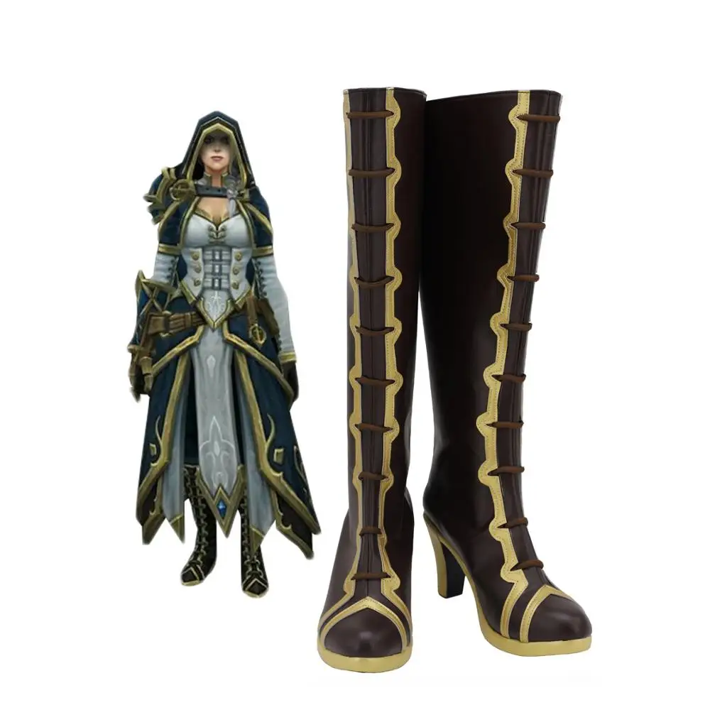 Wow Jaina Shoes Cosplay Game Wow Jaina Proudmoore Cosplay Boots Scarpe In Pelle Con Tacco Alto Su Misura