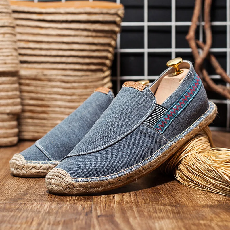 Uomo Casual Vintage Mocassini Fondo Piatto Di Canapa Scarpe Da Pescatore Guida Scarpe Morbide Vacanza Spiaggia Vela Bohémien Autunno Taglia 38-44