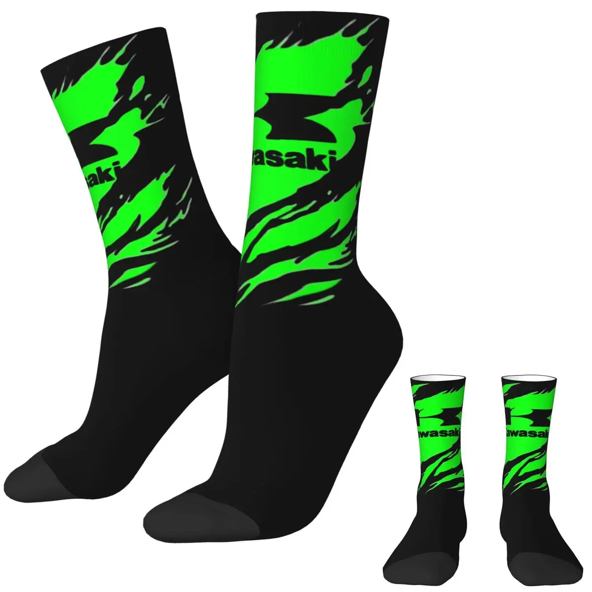 Moto Kawasakis Team Socks Cozy Motorcycle Racing Graphic Crew Socks Soft For Men Womens Wonderful Gifts