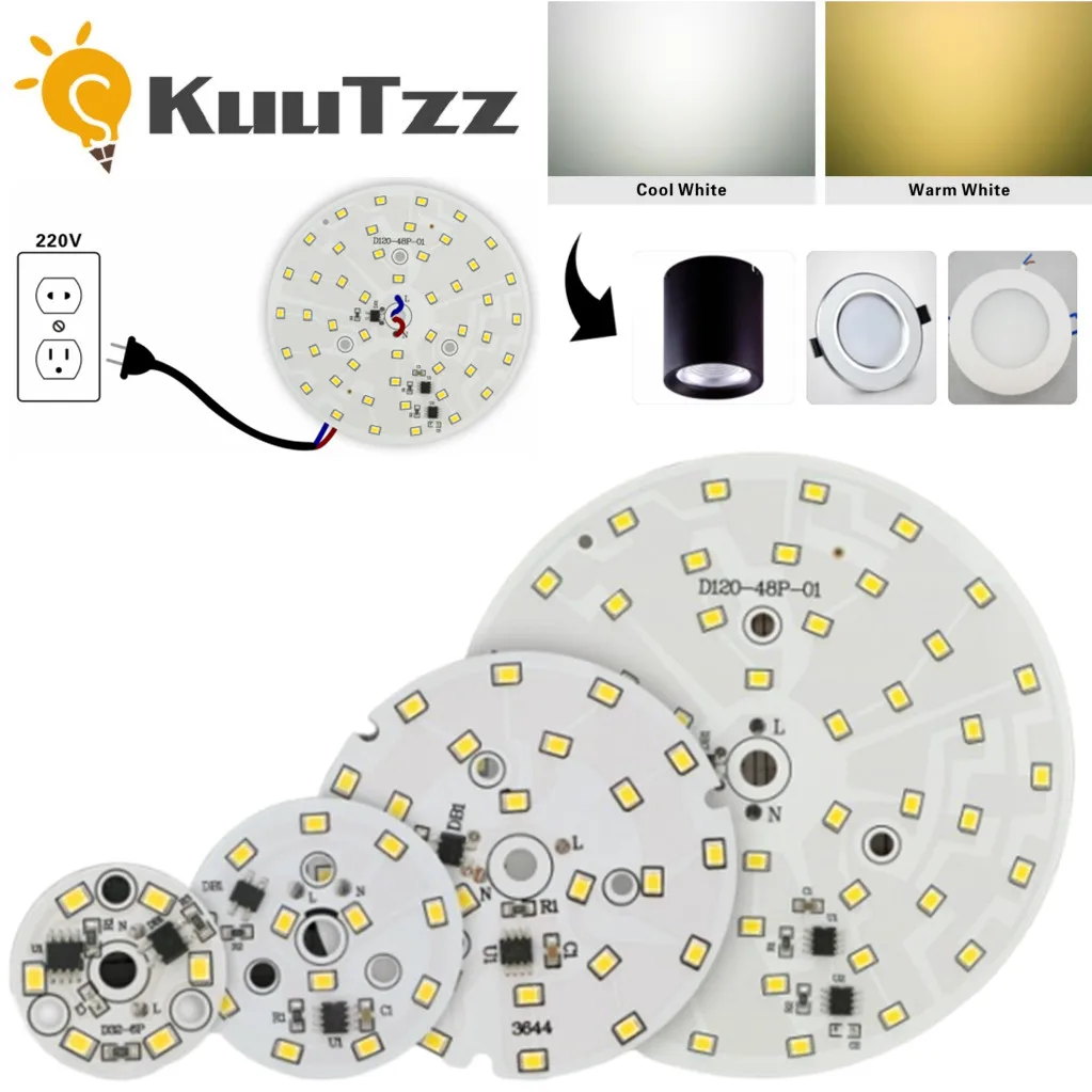 Led Downlight Chip 3W 5W 7W 9W 12W 15W 18W Led Chip Per Downlight Round Light Chip Smd2835 Ac 220V Led Lampada Perline Faretto Chip