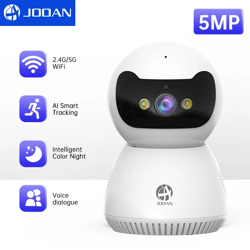 Jooan 5Mp Ptz Ip Camera 5G Wifi Wireless Security Camera Home Indoor Ai Tracking Baby Pet Care