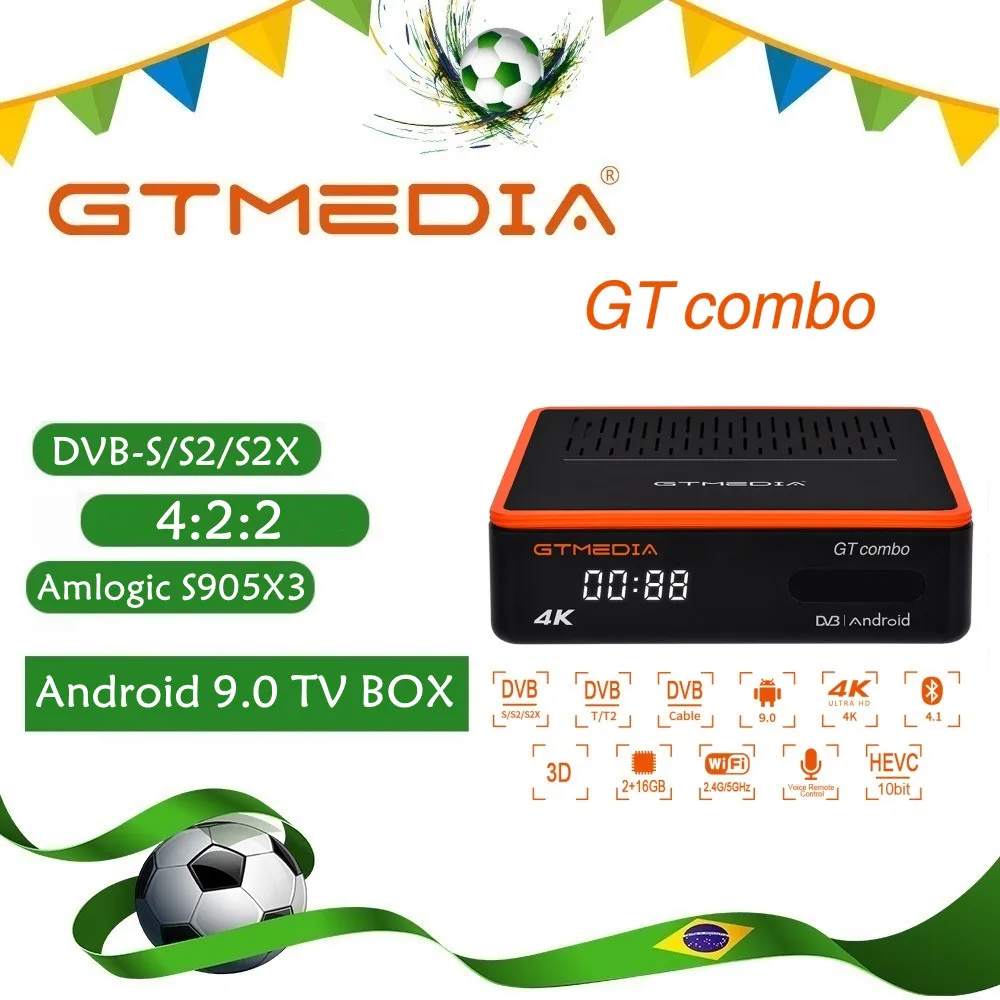 Ricevitore Satellitare Gtmedia Gtcombo Dvb-S2X/T2/C Android Tv Box 4K Ultra 4K Dual Wifi 2.4/5 Ghz Ricevitore Sat Dvb Finder Smart Box