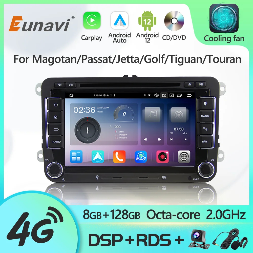 Eunavi 2 Din Android 13 Radio Lettore Dvd Per Vw Volkswagen Passat B7 B6 Golf Touran Polo Tiguan Jetta Gps Multimedia