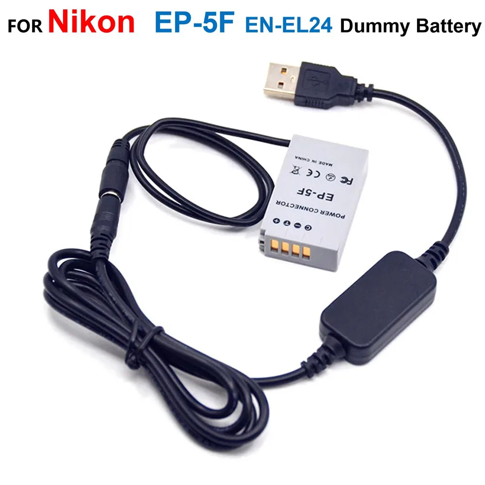 Ep-5F Dc Accoppiatore En-El24 Batteria Fittizia + Eh5 5V Cavo Usb Adattatore Per Caricabatterie Power Bank Per Nikon 1 J5 1 J5 Camrea