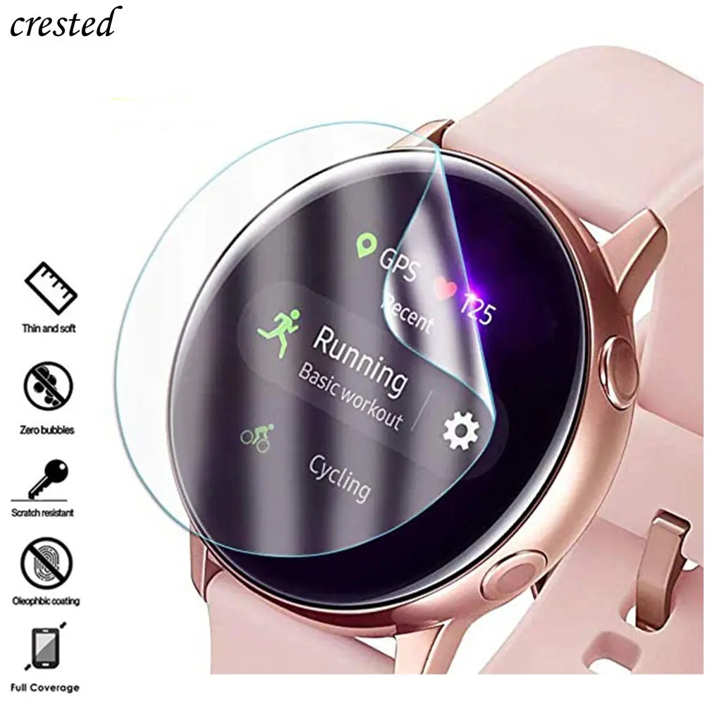 2Pc Screen Protector Per Samsung Galaxy Watch Active2 Strap 3D Hd Ultra-Sottile Full (Non Glass) Galaxy Watch Active 2 44Mm 40Mm