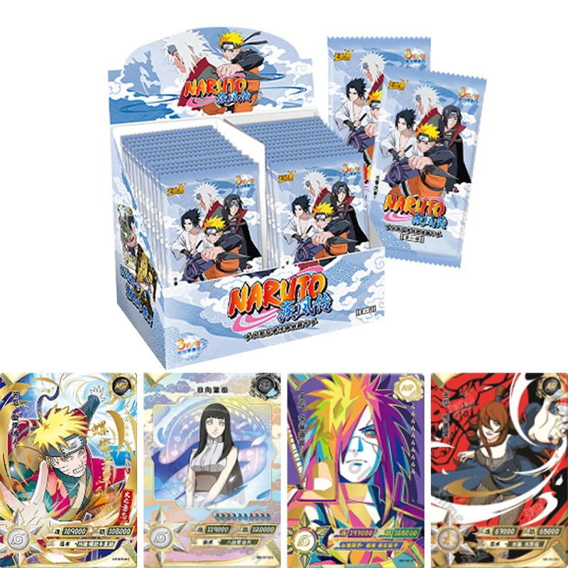 New Genuine Naruto Cards Box Anime Figures Uzumaki Naruto Uchiha Sasuke Rare Flash Game Cards Collection Toy For Children Gifts