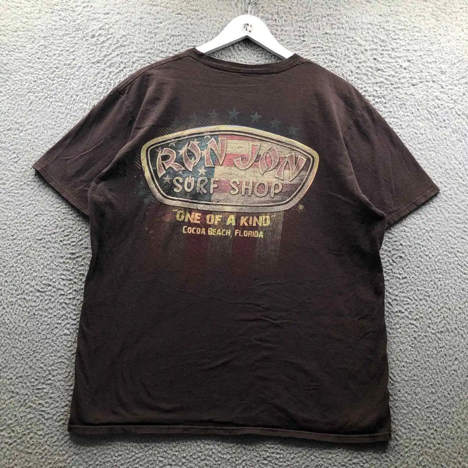 Ron Jon Surf Shop T-Shirt Uomo Xl Manica Corta Girocollo Grafica Marrone Maniche Lunghe
