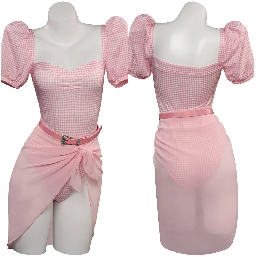2023 The Movie Barbier Clothes For Women Costume Cosplay Pink Clothes Belt Fanasia Outfit Halloween Carnival Party Cloth Suit
