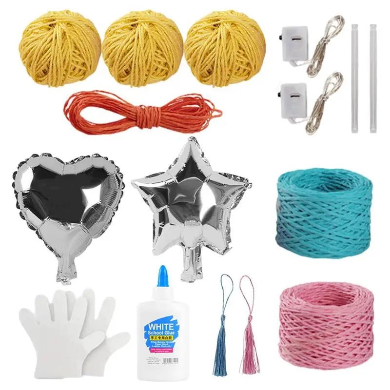 String Art Lantern Creative Diy Light-Up Lantern Crafts Heart Star Round Lantern Toys Con Lampadine A Led Natale Multicolore