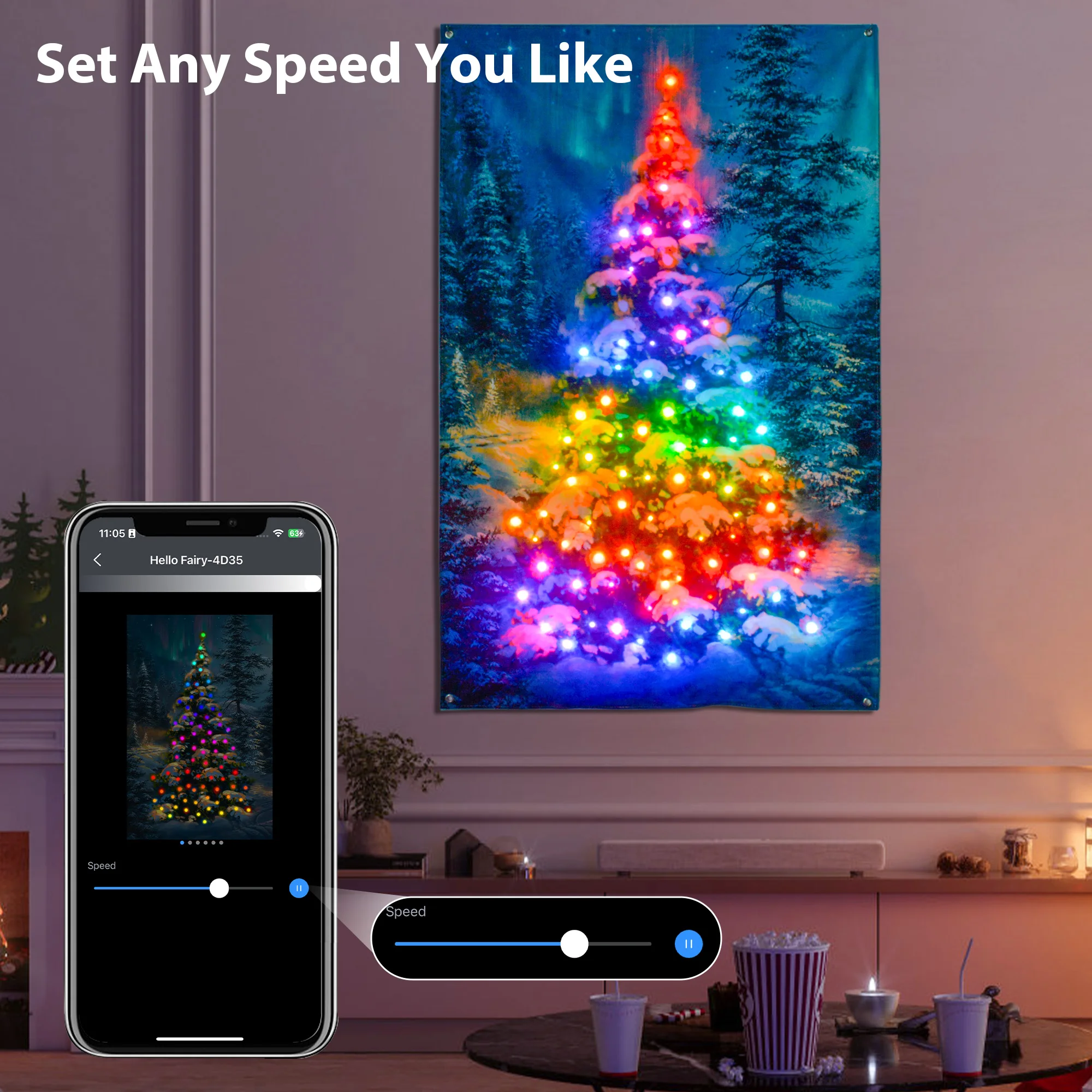 Immagine Su Tela Controllata Da App 80Led Con Luce A Led Per Wall Art Rgb Smart Usb String Lights Christmas Outdoor Indoor Decor