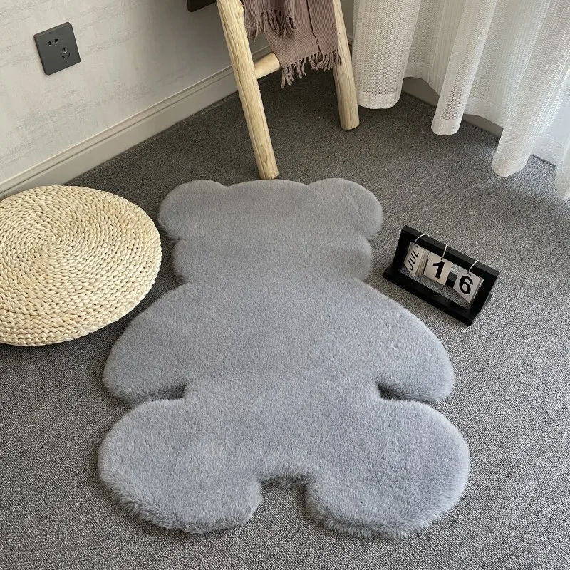Tapis De Sol En Fourrure Peluchaux En Forme D'Ours, Antidérapant, Super Doux, Pour Chambre D'Enfant, Housse De Chaise/Canapé