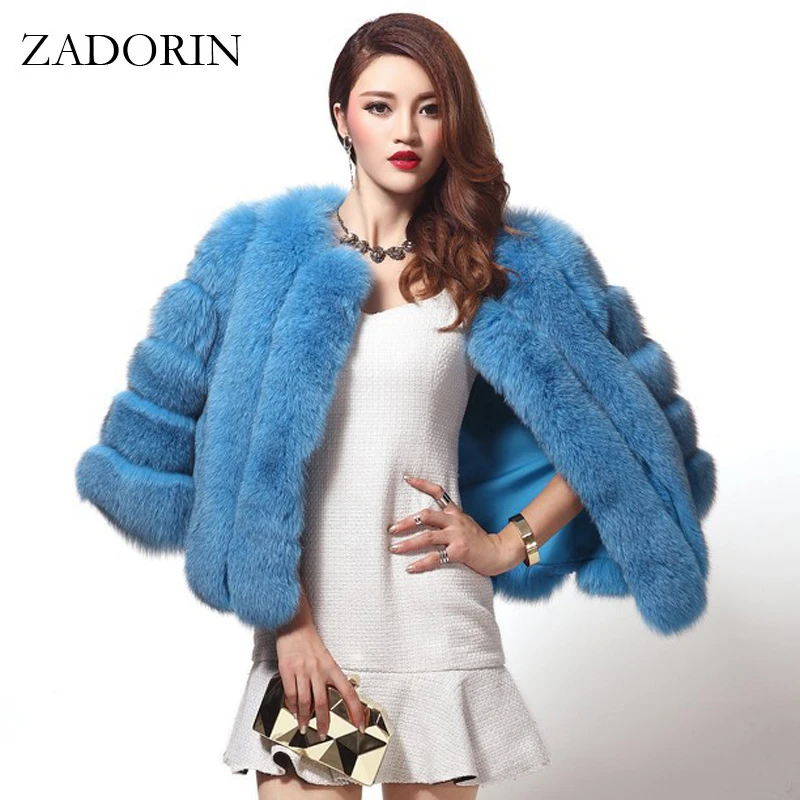 Di Grandi Dimensioni Di Alta Qualità Delle Donne Di Inverno Faux Cappotto Di Pelliccia Di Volpe Di Lusso Breve Faux Fur Giubbotti E Cappotti Donna Par