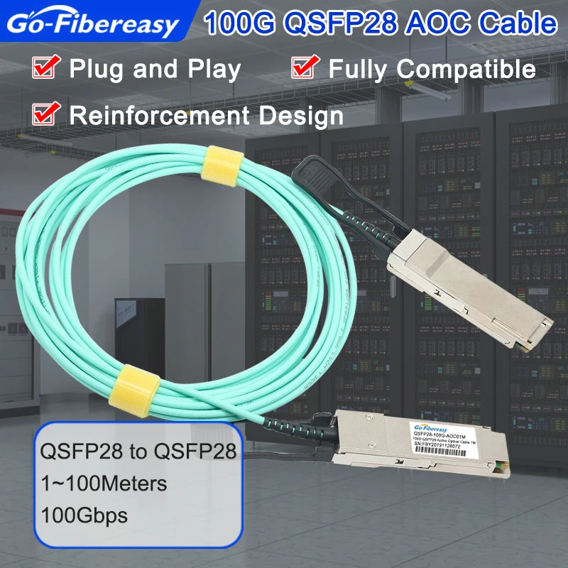 Qsfp28 100G Aoc Cable Om4/3 Cavo In Fibra Ottica Mpo Qsfp28 Switch Module 1M ~ 100M 100G Qsfp28 Active Optical Cable Lunghezza Del Cliente