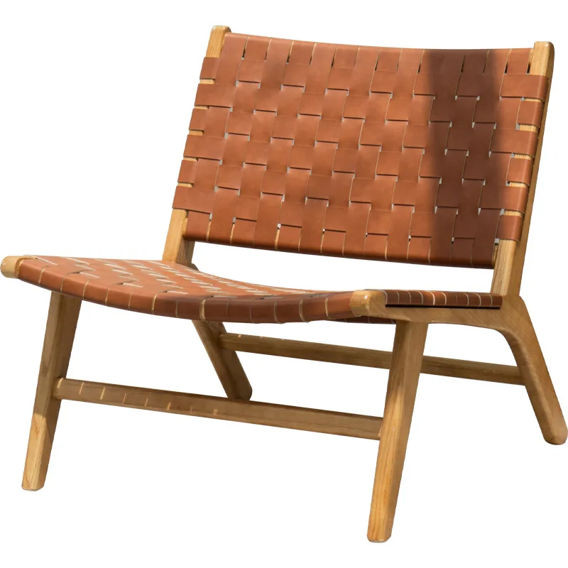 Sedia A Sdraio Singola In Legno Massello Nordico Sella In Pelle Intrecciata Sedia Da Divano Giapponese Mobili Di Design Sedia A Sdraio Da Esposizione