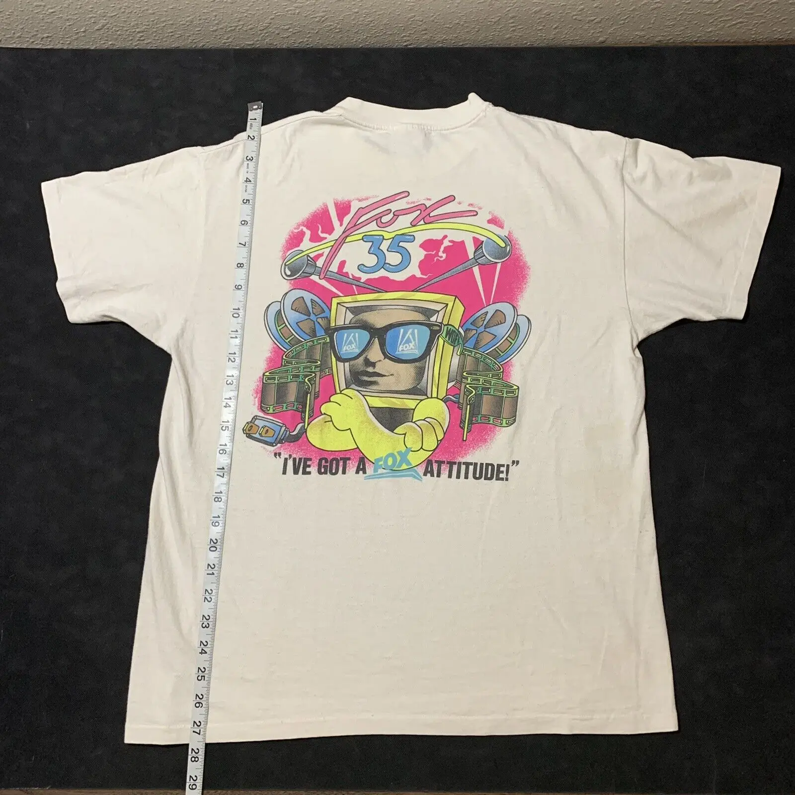 Vintage 20Th Century Fox Shirt Neon Tv Promo Promo 80S Taglia L Fox Orlando Maniche Lunghe