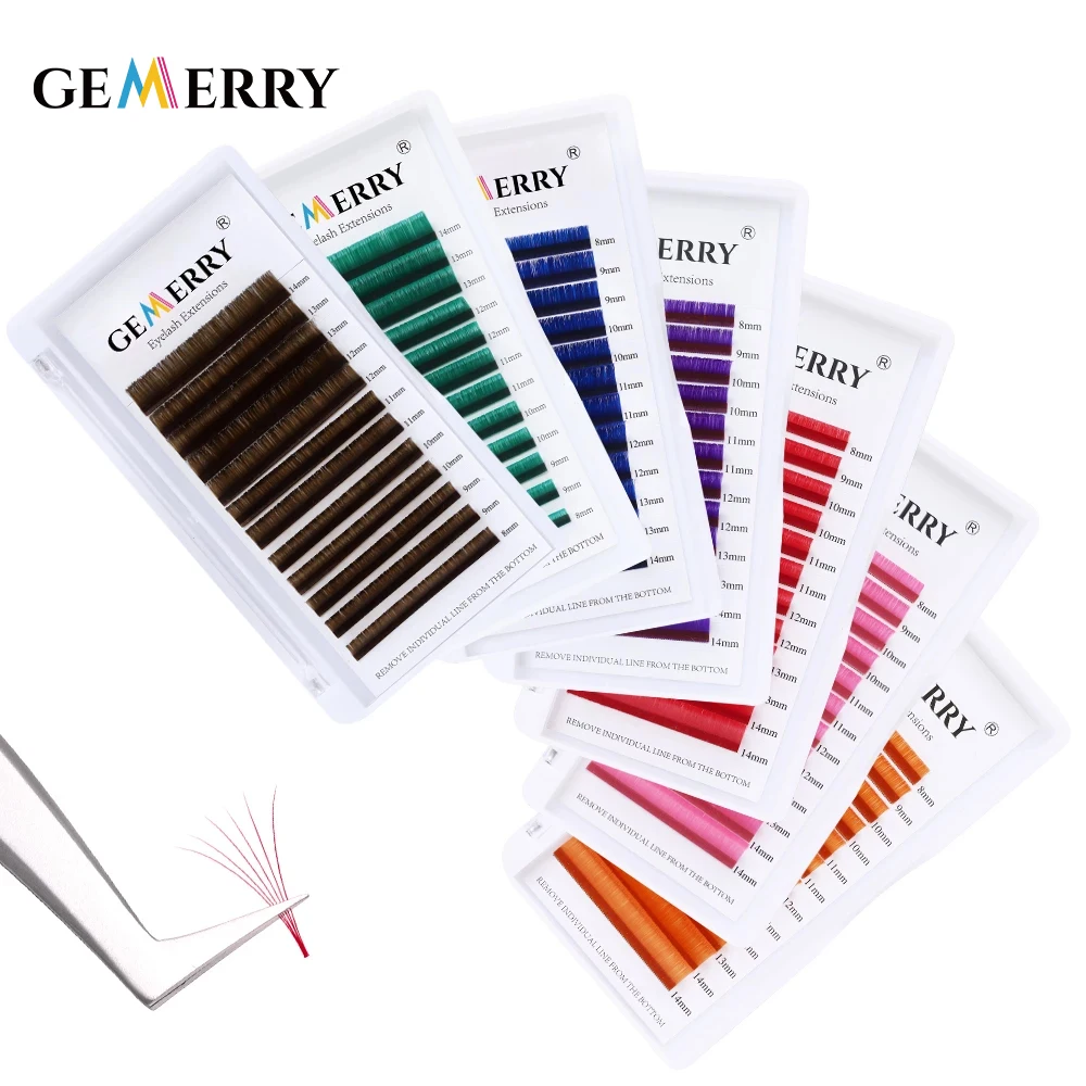 Estensione Ciglia Colorate Easy Fan Blu Rosso Verde Marrone Finto Visone Ciglia Colorate Naturali Morbide Colorate Ciglia Facili