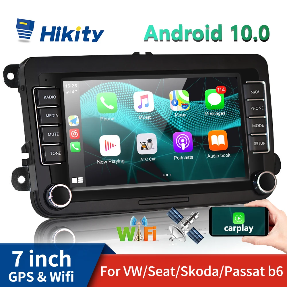 Hikity Carplay 2 Din Android Auto Radio Gps Lettore Video Multimediale Per Vw / Volkswagen /Skoda /Octavia Golf/ Passat B6/ Jetta
