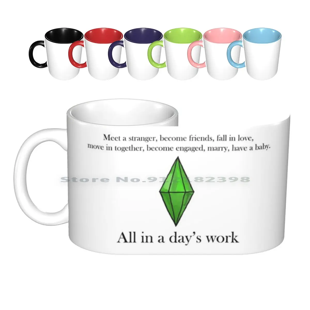 All In A Days Work - Sims Tazze In Ceramica Tazze Da Caffè Tazza Da Tè Al Latte Sims The Sims Sims 2 Sims 3 Sims 4 Ea Sims Plumbob Sim Creative
