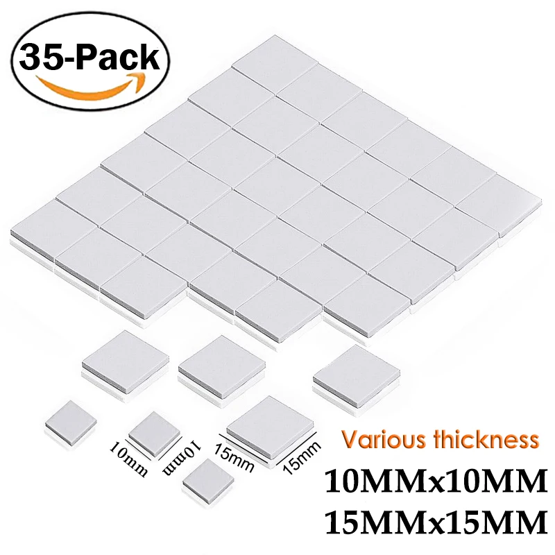 35 Pz 15X15Mm 10X10Mm 1Mm 2Mm Per Xbox Ps Pc Vga Gpu Smd Dip Ic Chip Dissipatore Di Calore Conduzione Siliconica Pasta Termica Composti Pad