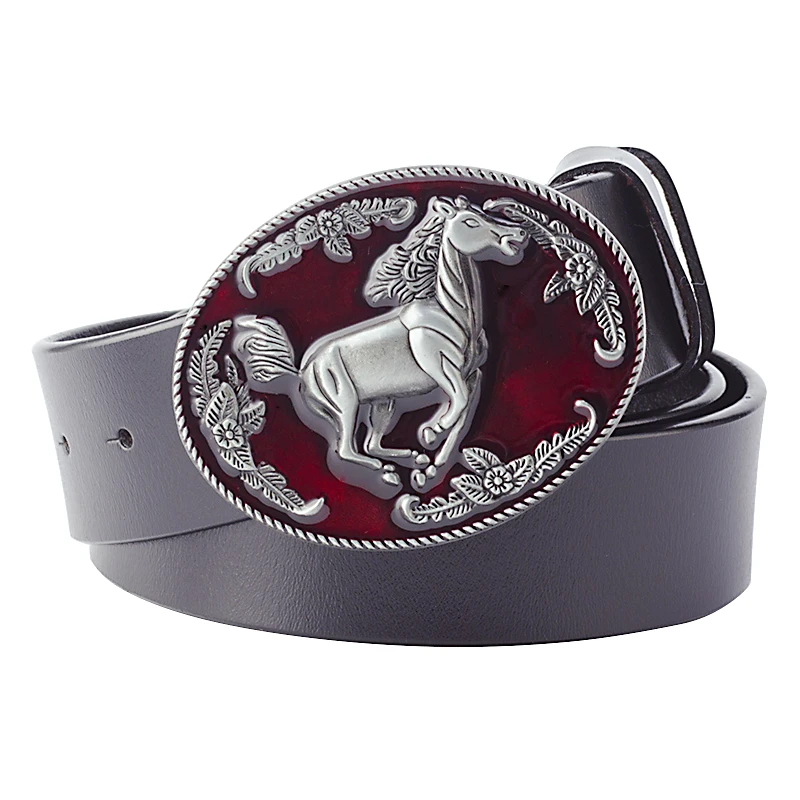 Wild Fine Horse Belt Galloping Horse Race Pattern Cinture In Pelle Di Mucca Cowboy Man Cintura