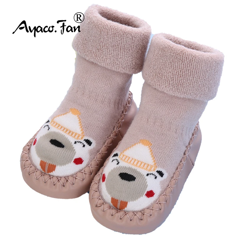 Calzino Da Interno Per Bambini Neonato Prewalker Calzini In Cotone Per Bambini Inverno Spugna Spessa Calzino Per Bambina Suola In Gomma Neonato Divert
