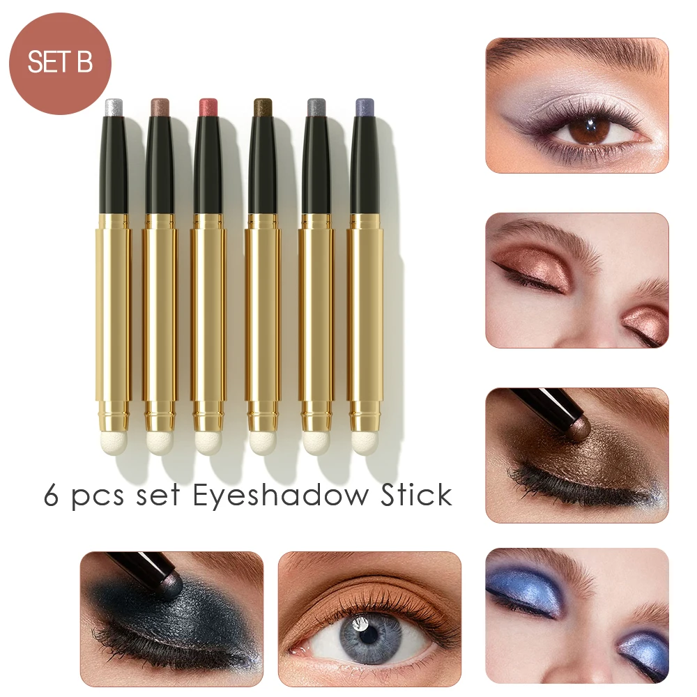 6 Pezzi Crema Ombretto Stick Trucco Set Matita Impermeabile Oro Bianco Champagne Rosa Verde Ombretto Stick Cremoso Pastello Set
