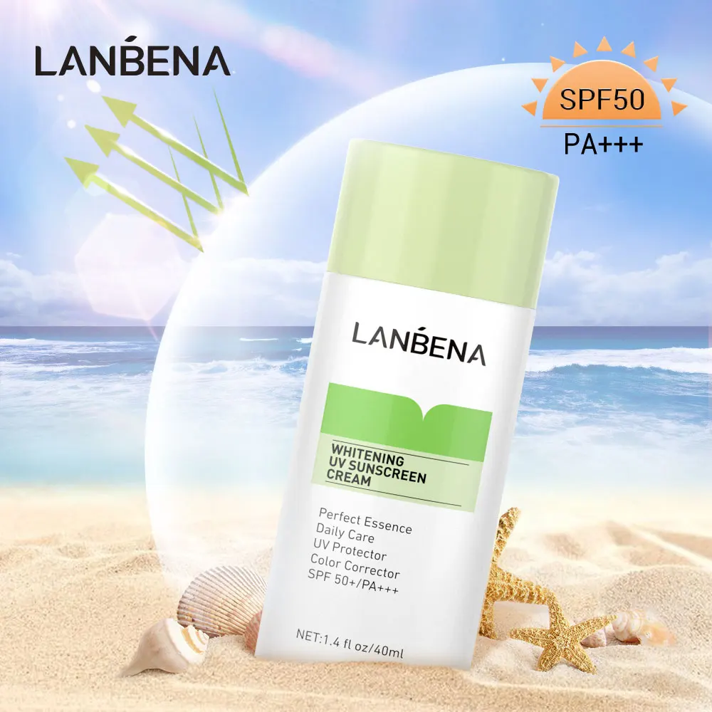 Lanbena 2-In-1 Sbiancante Crema Solare Uv Crema Solare Viso Protezione Solare Corpo Lozione Solare Spf50 +++ Idratante Cura Quotidiana 40Ml