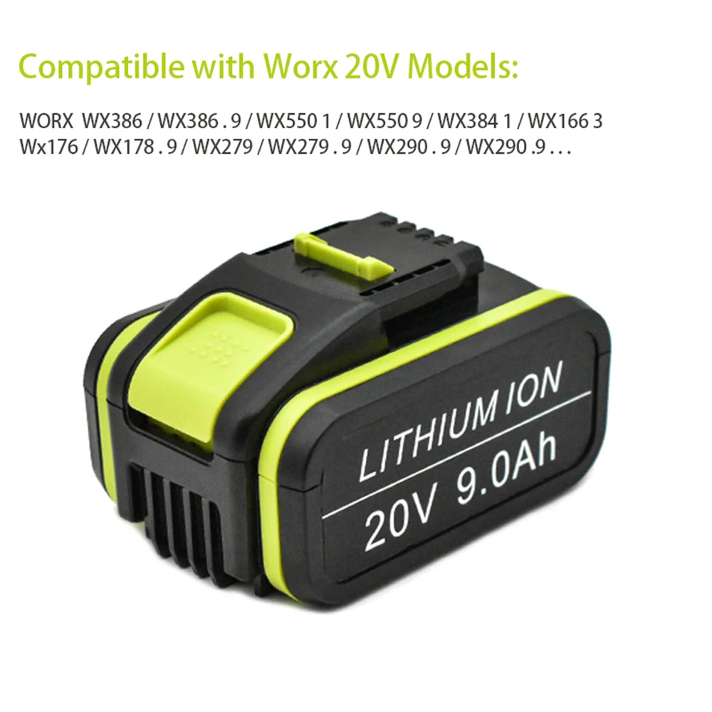 100% Nuovo 20V 9,0 Ah Ersatz Worx 20V Max Li-Ion Batterie Wa3551 Wa 3551,1 Wa3553 Wa3641 Wx373 Wx390 Akku Werkzeug
