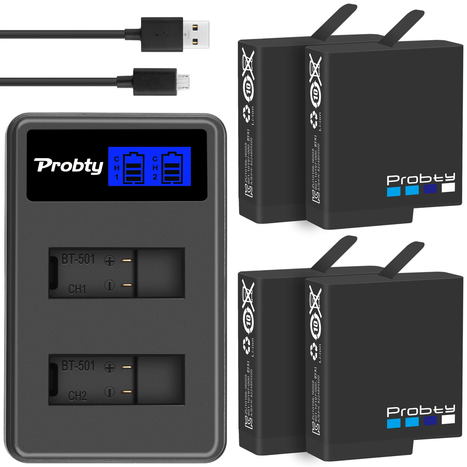 Probty Originale Per Gopro Hero 5 Hero 6 Hero 7 Black Gopro Aabt-001 Fotocamera Completamente Decodificata 1220Mah Batteria Gopro Hero 5 Hero 7 Hero 6