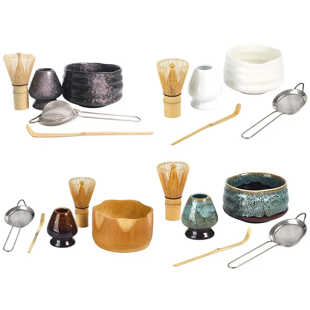 5Pcs/Set Stainless Sifter Japanese Matcha Tea Set Tea Ceremony Traditional Matcha Tea Whisk Set Bamboo Matcha Whisk Scoop