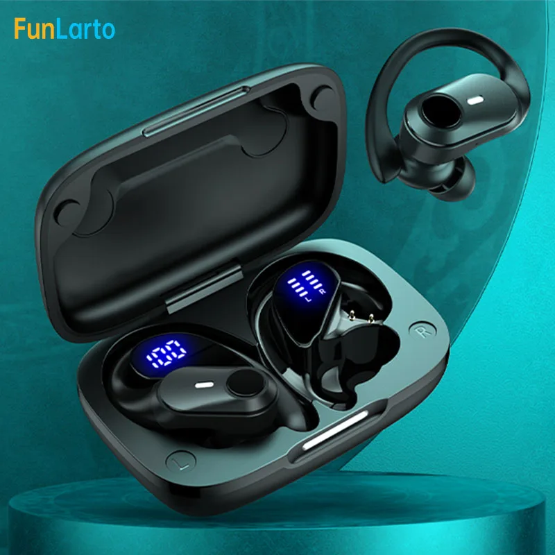 Tws Wireless Bluetooth 5.0 Auricolari Ipx7 Antisudore Sport Earhook True Wireless Stereo Earbuds 36H Playtime Display A Led Usb-C