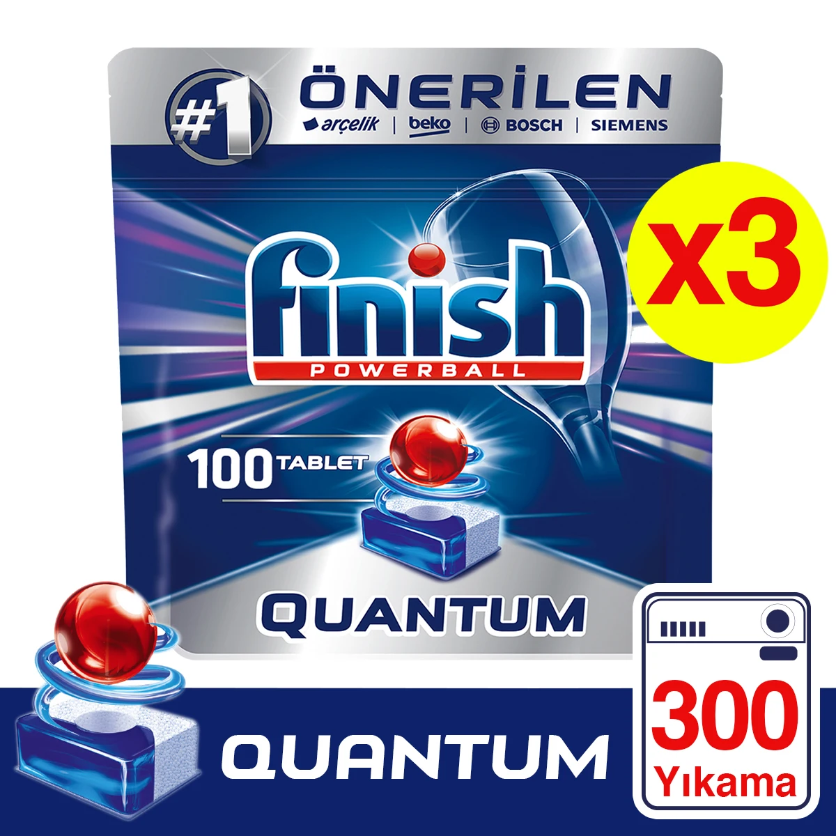Spedizione Gratuita Finitura Quantum Detersivo Per Lavastoviglie 3X100 Tablet