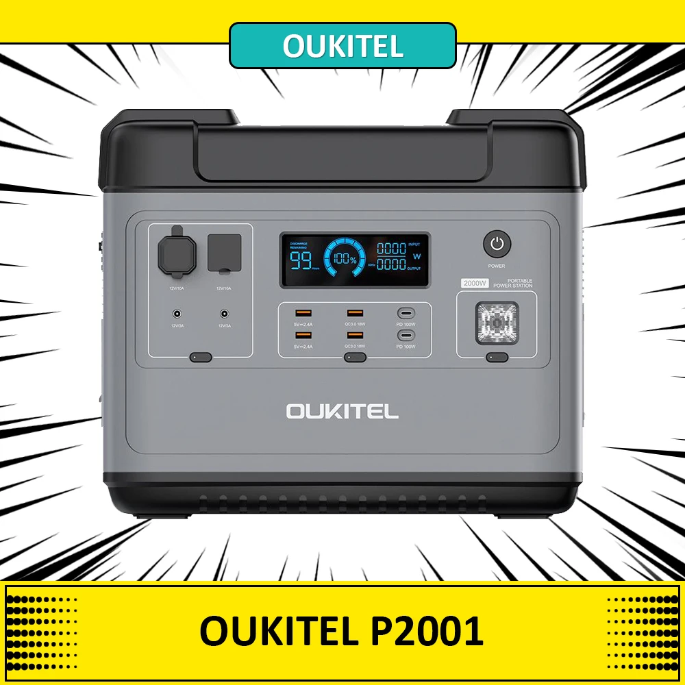 Oukitel P2001 Power Station Ultimate 2000Wh Portable Power Bank 2000W Batterie Campeggio Ricarica Rapida Per Officina All'Aperto