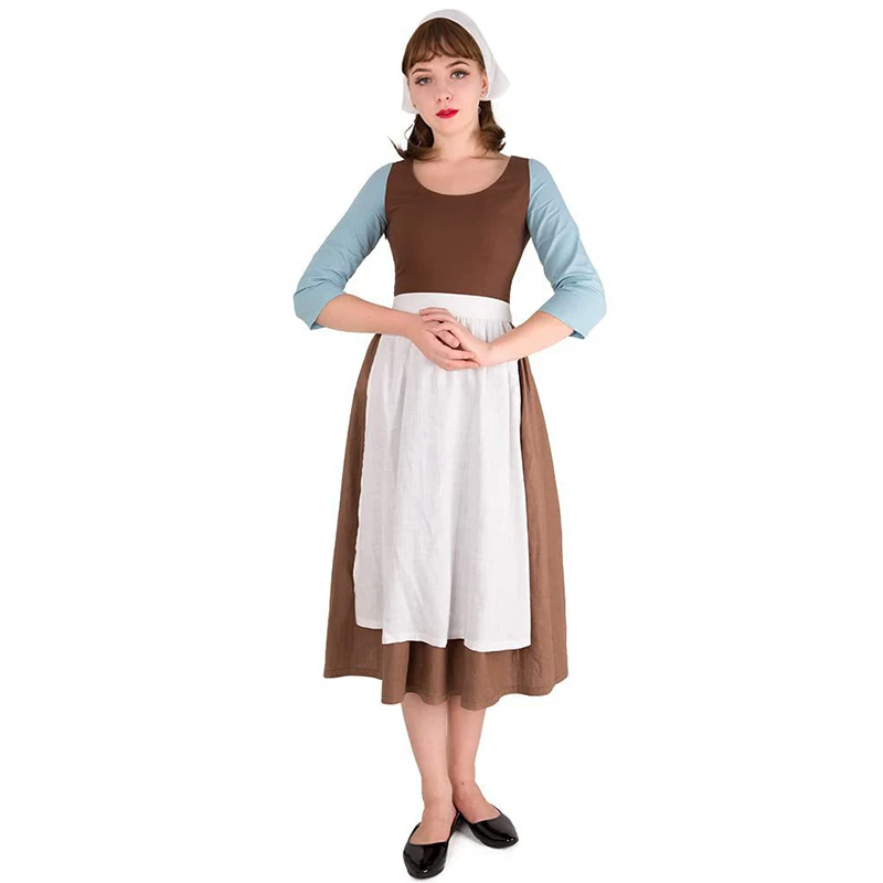 Cenerentola Dress Halloween Party Costume Kids Princess Dress Up Christmas Fancy Abbigliamento Per Bambini Cosplay Maid Dress Brown Dress