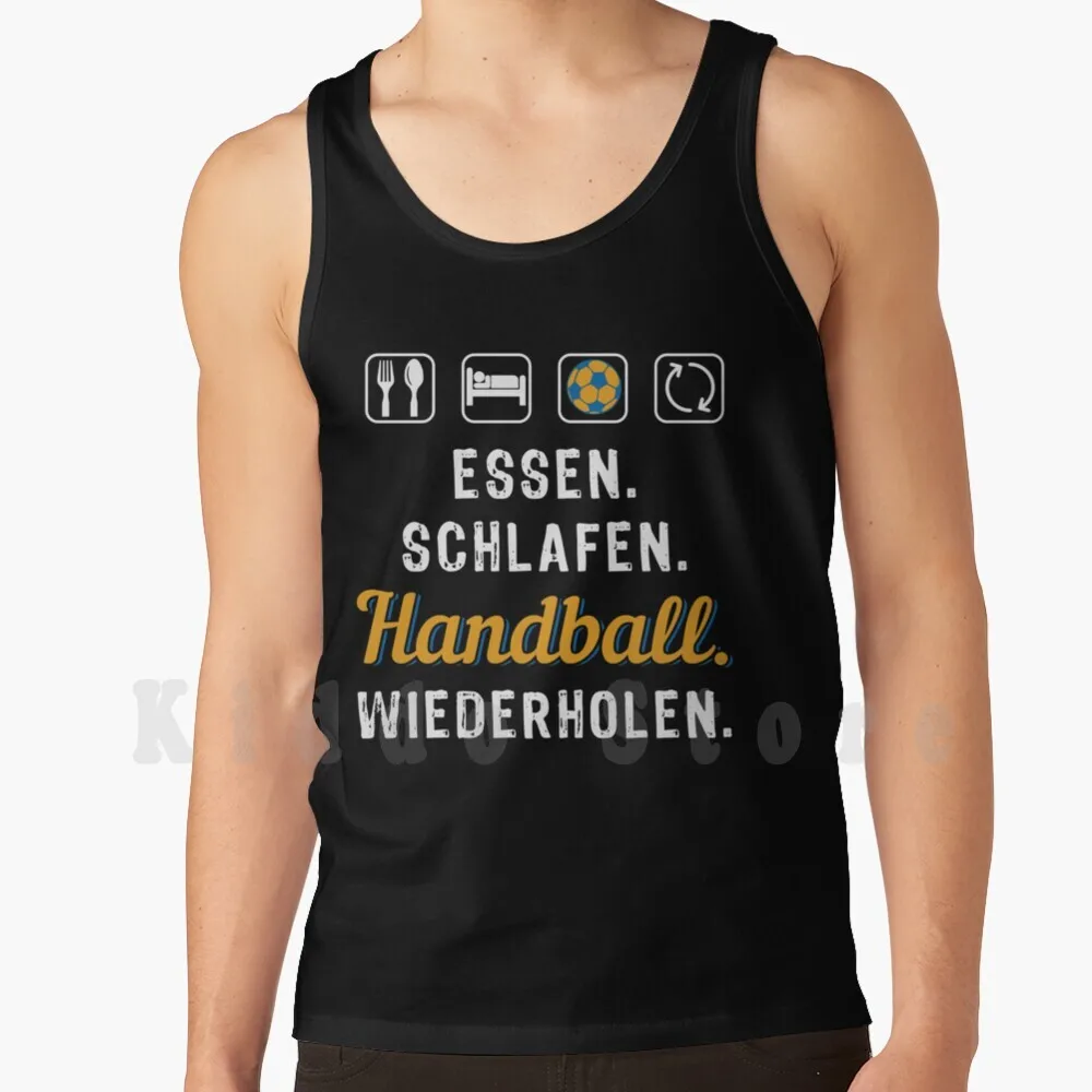 Leidenschaft Canotte Canotte Canotte 100% Cotone Essen Schlafen Handball Wiederholen Sport Handballer Freizeit